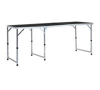 LoogCape Folding Camping Table Grey Aluminium 180 x 60 cm with Adjustable Height, Portable Outdoor Table Top for Garden, Picnic, Camping, Hiking and Festival, Lightweight and Stable