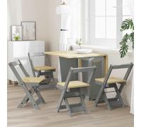 LoogCape Folding Dining Room Chairs Set of 4 Corona Grey Solid Pine Wood with Footrest Space-Saving Stackable Portable for Kitchen Dining Room Garden Balcony Camping