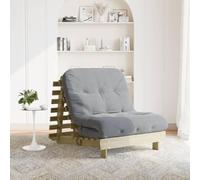 LoogCape Folding Futon Sofa Bed with Mattress 80 x 206 x 11 cm Made of Pine Wood Impregnated for Living Room, Guest Room, Office and Teenager's Room, Space-Saving