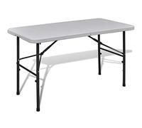 LoogCape Folding Garden Table 122 cm HDPE White with Steel Frame - Lightweight Portable Weatherproof Space Saving - Ideal for Picnic, Camping, Garden, Outdoor, Festival and Travel