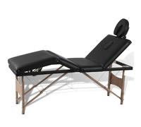 LoogCape Folding Massage Table with Wooden Frame, 4-Zone, Height-Adjustable, Portable, for Cosmetics, Spa and Wellness Applications, Includes Carry Bag, Black