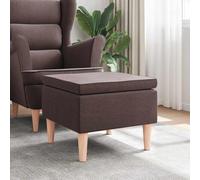 LoogCape Folding Stool with Wooden Legs Dark Brown Fabric Space Saving Footstool Padded Lightweight Versatile in Living Room, Kitchen, Garden, Balcony, Camping, Patio and Party
