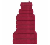 LoogCape Frogn Bordeaux Towel Set, 12 Pieces, 360 g/m² Cotton, Absorbent, Soft, Easy Care, Versatile for Bath, Sauna, Spa, Beach, Travel, Fitness and Wellness