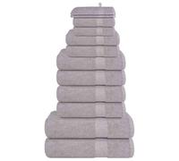 LoogCape Frogn Grey 12-Piece Towel Set 360 g/m² 100% Cotton for Bathroom, Sauna, Spa, Beach, Fitness, Travel, Wellness, with Washcloth, Guest Towel, Bath Towel, Terry Towelling, Quick-Drying