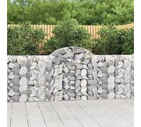LoogCape Gabion Baskets with High Arch 6 Pieces 200 x 30 x 100/120 cm Galvanised Iron 3.5 mm Wire Mesh 5 x 10 cm Garden Patio Front Yard Backyard Decoration
