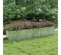 LoogCape Galvanised Steel Raised Bed 480 x 80 x 77 cm Silver for Garden Balcony Patio with Open Base and Robust Design, Ideal for Vegetables, Herbs, Flowers, Plants and Outdoor Decoration