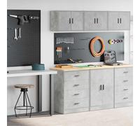 LoogCape Garage Cabinets 2 Pieces Concrete Grey Wood Composite Storage Space Workshop Warehouse Lockable Versatile Durable 60 x 51 x 85 cm