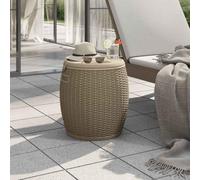 LoogCape Garden Box 4-in-1 Light Brown Polypropylene with Rattan Look, Waterproof, Weatherproof, Lockable, Storage, Seat Function, 37 Litres, Durable, Versatile for Patio, Balcony, Pool