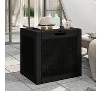 LoogCape Garden Box Black 55.5 x 43 x 53 cm Polypropylene with 118 Litres Storage Space Weatherproof Lockable for Garden, Balcony, Patio, Pool, Wood, Plastic, Polyrattan, Metal, Outdoor, Cushions