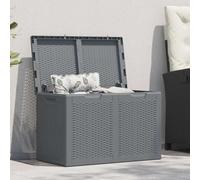 LoogCape Garden Box Grey PP Rattan 180 L Weatherproof Storage Space for Cushions, Cushions, Garden Furniture, Balcony, Patio, Outdoor, Waterproof, Lockable, with Wheels, Wood, Plastic, Polyrattan