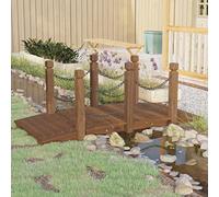 LoogCape Garden Bridge Made of Solid Spruce Wood 150 x 67 x 56 cm with Chain Railing Weatherproof for Ponds Streams Gardens Outdoor Use