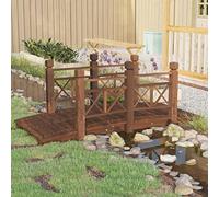 LoogCape Garden Bridge Made of Solid Spruce Wood with Railing 150 x 67 x 56 cm Weatherproof Impregnated for Ponds Streams and Outdoor Use, Walkable, Robust, Landscaping, Decorative, Durable