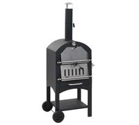 LoogCape Garden Charcoal Pizza Oven with Fireclay Stone for Authentic Garden Baking Experience with Thermometer, Removable Fire Pit, Heavy Duty Steel, 65 x 50 x 157 cm, Includes Pizza Stone