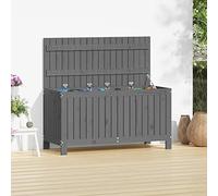 LoogCape Garden Chest Grey 115 x 49 x 60 cm Solid Pine Wood Weatherproof Storage Box with Lid Gas Lift for Patio Balcony Garden