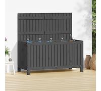 LoogCape Garden Chest Grey 121 x 55 x 64 cm Solid Pine Wood with Gas Lift Weatherproof Storage Space for Garden, Balcony, Patio, Waterproof, Lockable, with Ventilation, Ideal for Cushions
