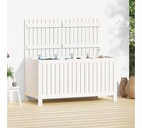 LoogCape Garden Chest, White, 121 x 55 x 64 cm, Solid Pine Wood, Weatherproof Storage Box with Lid, Gas Lift for Patio, Balcony, Garden Furniture, Cushions, Toys