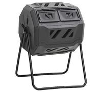 LoogCape Garden Composter Black 73 x 64 x 95 cm 160 L with 2 Chambers, 360 Degree Rotation Function, Efficient Ventilation, Ideal for Organic Waste, Recycling, Sustainable Fertiliser Production
