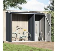 LoogCape Garden Firewood Storage Anthracite 245 x 98 x 159 cm Galvanised Steel Weatherproof Tool Shed with Storage Space for Tools, Lawnmower, Bike, Wheelie Bin, Lockable, Space-Saving