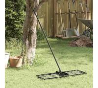 LoogCape Garden Levelling Rake Black Powder Coated Steel with Removable Handle 75 x 25 cm Weatherproof and Rust Resistant Ideal for Lawn, Bed, Soil, Gardening