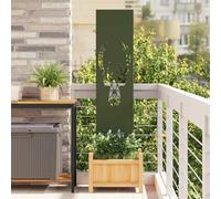 LoogCape Garden Privacy Screen Canvas Animal Pattern Olive Green 32x140cm Weatherproof Steel Matte Finish Easy Installation Decorative Design for Garden Patio Privacy