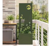 LoogCape Garden Privacy Screen Olive Green 50 x 150 cm Steel with Decorative Inserts Weatherproof for Patio and Garden Modern Look Easy Assembly Durable Stylish Decoration