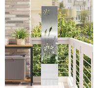 LoogCape Garden Privacy Screen, Silver, 32 x 150 cm, Galvanised Steel, Weatherproof with Decorative Inserts and Matte Surface for Privacy and Stylish Garden Design