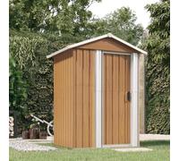 LoogCape Garden Shed Brown 126 x 97.5 x 177 cm Galvanised Steel Weatherproof Waterproof Storage Space for Garden Tools, Appliances, Lawnmowers, Bicycles, Wheelie Bin, Lockable, Durable Material