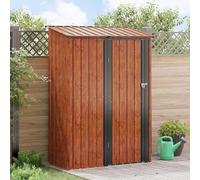 LoogCape Garden Shed Brown 140.5 x 74 x 200 cm Metal Weatherproof Lockable Robust Storage Space for Appliances, Tools, Bikes, Lawnmowers, Firewood, Wheelie Bin, Balcony, Patio, Outdoor