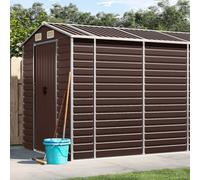 LoogCape Garden Shed Brown 191 x 640 x 198 cm Galvanised Steel Weatherproof Tool Shed with Large Storage Space, Lockable, Waterproof, Robust Tool Shed with Roof and Ventilation for Storage and