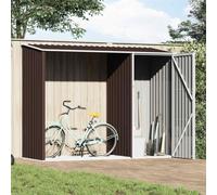 LoogCape Garden Shed Brown 245 x 98 x 159 cm Galvanised Steel Weatherproof Lockable for Outdoor Storage and Storage, Space-Saving Tool Shed with Roof for Tools, Bicycle