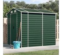 LoogCape Garden Shed Green 191 x 215 x 198 cm Galvanised Steel Weatherproof Waterproof Tool Shed with Lockable Door and Large Storage Space for Tools, Lawnmowers, Bikes and More