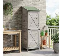 LoogCape Garden Shed Grey 59.5 x 56 x 176.5 cm Solid Spruce Wood Weatherproof with Lockable Storage Space for Garden Tools Bicycles Lawn Mowers and Firewood Outdoor