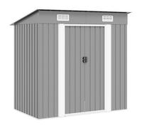 LoogCape Garden Shed Grey Metal 190 x 124 x 181 cm Weatherproof Tool Shed with Sliding Doors and Ventilation for Storage of Tools, Lawnmower, Bike, Wheelie Bin, Lockable, Robust