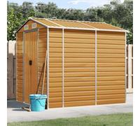LoogCape Garden Shed Light Brown 191 x 215 x 198 cm Galvanised Steel Weatherproof Storage Space with Lockable Roof and Door for Garden, Tools, Appliances, Lawnmower, Bike, Wheelie Bin