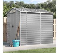 LoogCape Garden Shed Light Grey 191 x 215 x 198 cm Galvanised Steel Weatherproof Tool Shed with Lockable Door and Large Storage Space for Tools, Lawnmowers, Bikes, Wheelie Bin