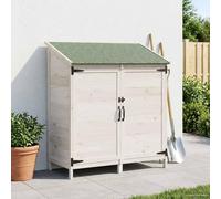 LoogCape Garden Shed White 106.5 x 56 x 113.5 cm Solid Wood Weatherproof with Slanted Asphalt Roof and Ventilation Door for Versatile Outdoor Storage Space