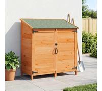 LoogCape Garden Shed with Roof and Lock, Brown, 106.5 x 56 x 113.5 cm, Made of Solid Spruce Wood, Weatherproof Tool Shed for Tools, Bicycle, Wheelie Bin, Firewood, Ideal for Garden
