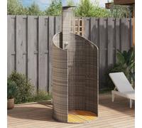 LoogCape Garden Shower Grey 100 x 100 x 241.5 cm Poly Rattan Acacia Wood Pool Swimming Pool Water Care Accessories Water Filter Pool Shower with Shower and Water Connection for Garden and Outdoor Use