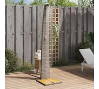 LoogCape Garden Shower, Grey, 55 x 60 x 224 cm, Made of Poly Rattan and Acacia Wood, Weatherproof Pool Shower with Stainless Steel Frame for Garden, Backyard, Easy Water Connection, Durable and
