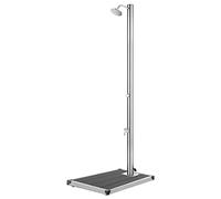 LoogCape Garden Shower with Grey Base Plate 220 cm Stainless Steel WPC Pool Accessories Water Care Hygiene Protection