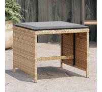 LoogCape Garden Stool Cushion Set of 4 Beige Mix 41 x 41 x 36 cm Poly Rattan Weatherproof Stackable Outdoor Stool with Removable Covers for Balcony Patio Camping Lounge