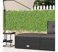 LoogCape Garden Stool with Cushion, Black, Weatherproof Poly Rattan, Powder-Coated Steel, 53 x 51 x 24.5 cm, Comfortable Outdoor Footstool for Patio Furniture Set