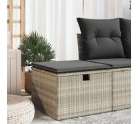 LoogCape Garden stool with cushion in light grey, 55 x 55 x 37 cm, made of poly rattan, weatherproof and stackable, with storage space, side table, removable cover, ideal for balcony, patio, garden