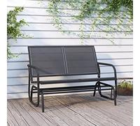 LoogCape Garden Swing Bench Black 120.5 x 76 x 86.5 cm Textile Steel Weatherproof for Patio Garden Porch with Comfortable Backrest and Robust Frame for Relaxing Outdoor Use
