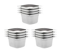 LoogCape Gastronorm Containers Pack of 12 GN 1/6 100 mm Stainless Steel for Professional Kitchen, Catering, Buffet, Event, Restaurant, Hotel, Versatile, Robust, Stackable, 1.6 L Volume