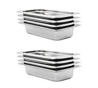 LoogCape Gastronorm Containers, Pack of 8, GN 1/3 Stainless Steel with 2.5 L Volume, Stackable for Professional Kitchen, Buffet, Catering, Restaurant, Hotel, Party, Bain-Marie, Chafing Dish, Serving