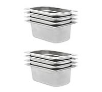 LoogCape Gastronorm Containers Pack of 8 GN 1/4 Stainless Steel 100 mm Stackable for Professional Kitchen, Catering, Buffet, Restaurant, Hotel, Party, Bain-Marie, Chafing Dish, Keeping Warm, Serving