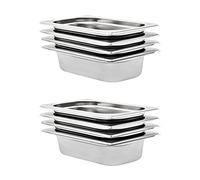LoogCape Gastronorm Containers Pack of 8 GN 1/4 Stainless Steel 265 x 162 x 65 mm Stackable for Catering, Buffet, Catering, Restaurant, Hotel, Party, Keeping Warm, Serving, Rechaud, Bain Marie