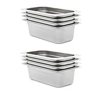 LoogCape Gastronorm Containers Set of 8 GN 1/3 Stainless Steel 100 mm Stackable for Catering Buffets and Professional Kitchens