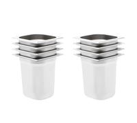 LoogCape Gastronorm Containers Set of 8 GN 1/6 Stainless Steel 200 mm Stackable for Professional Kitchen, Catering, Buffet, Hotel, Restaurant, Party, Bain Marie, Chafing Dishes, Food Warmer and